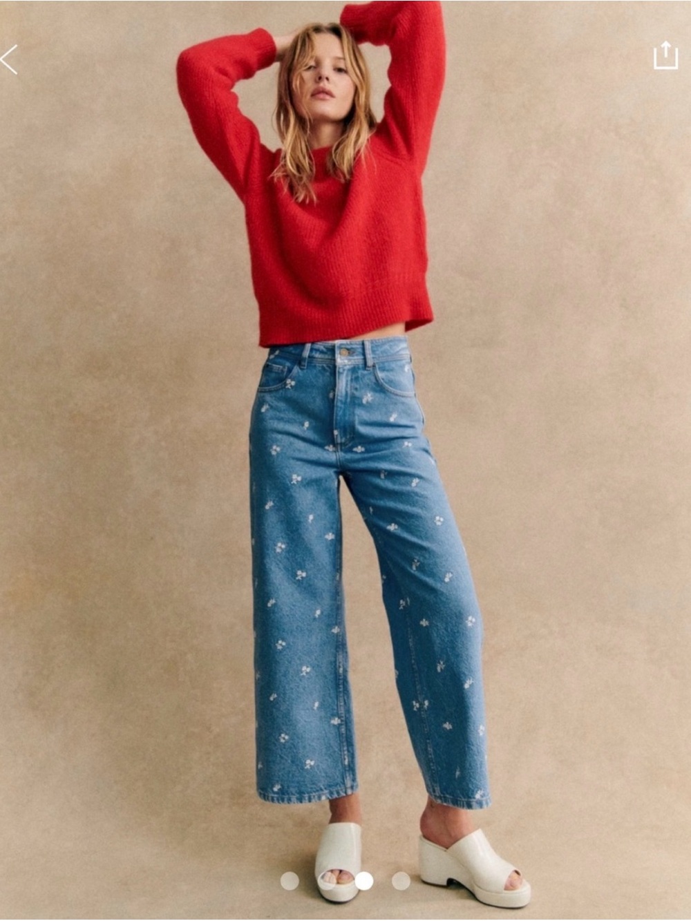 Sezane White Embroidered Crop Jeans Size 10/42 - Super Cute & Stylish - Vintage✨
